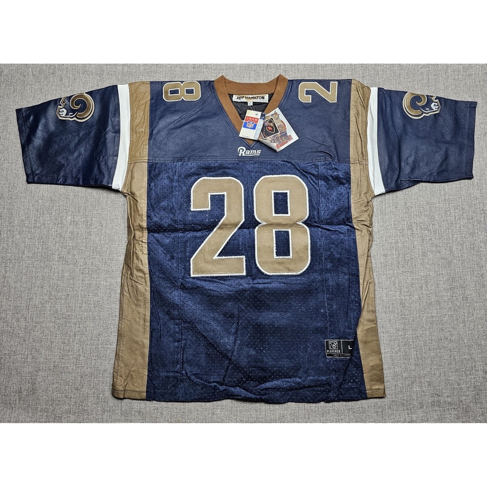 VINTAGE St. Louis Rams Jersey Mens Large NFL Football Faulk 28 Jeff Hamilton